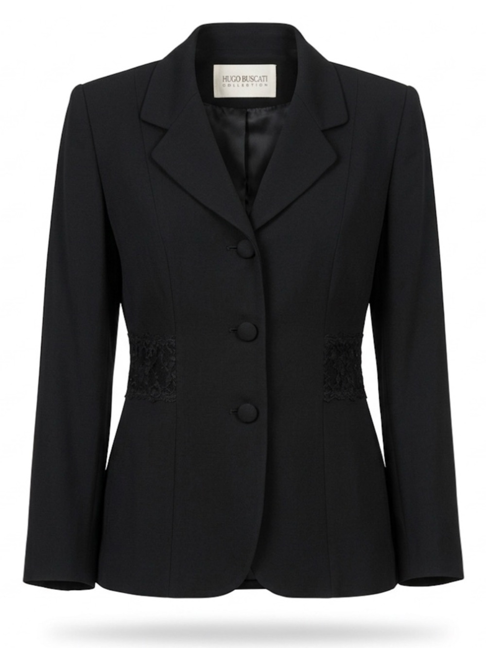 Hugo Buscati Black Lace Waist Peplum Blazer Sz 8